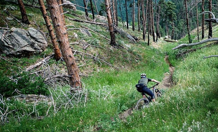 Brice Shirbach riding the Boulder Mountain Bike trials sight unseen.